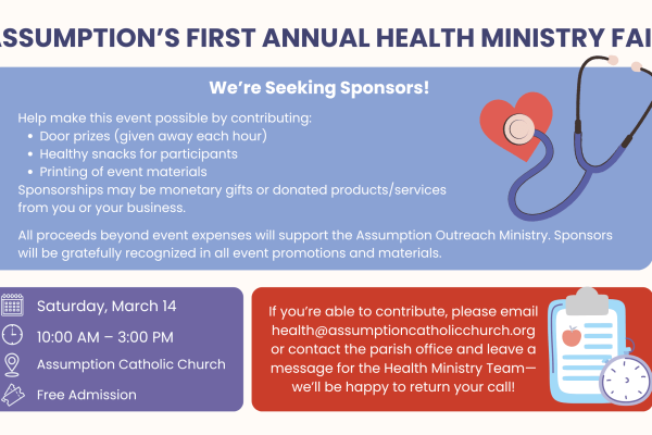 Sponsors Needed for Our First Annual Health Ministry Fair